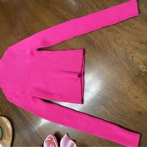 SHEIN Vibrant Pink Ribbed Cardigan